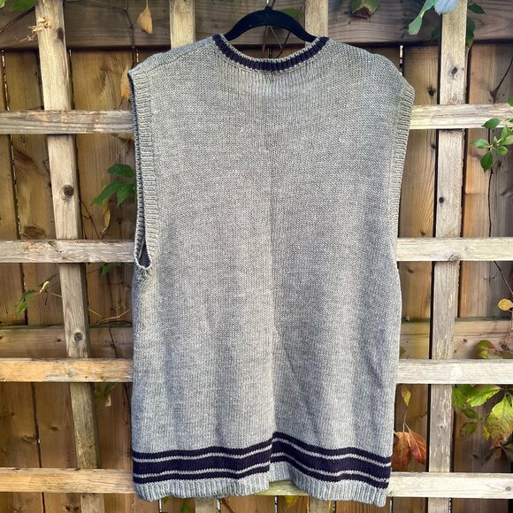 Vintage Knit Men’s Vest Y2K 90s Sweater Vest Neutral Minimalist Classic - Picture 3 of 3